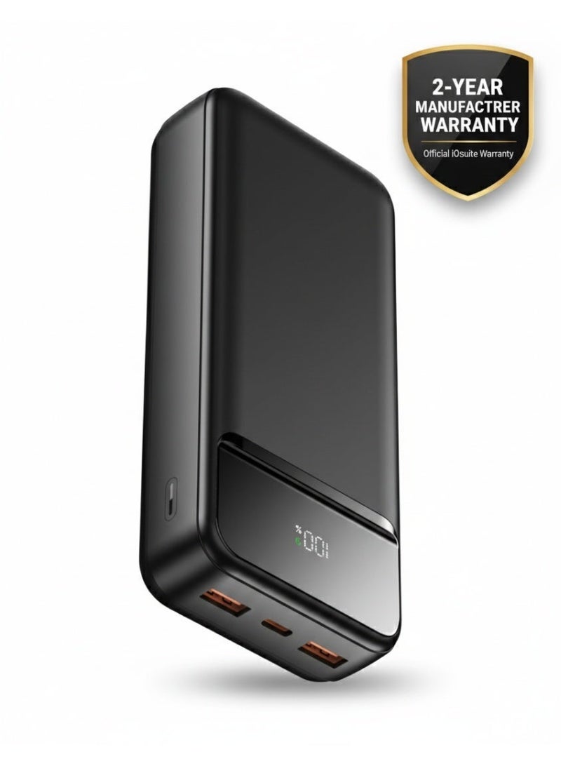 iOsuite Power Bank 20000mAh PD 20W & 22.5W Fast Charging, Charge 3 Devices Simultaneously, Air Travel Approved Portable Charger with LED Digital Display, USB-C & Dual USB-A Compatible with iPhone, Samsung, iPad & More – Black - Image 3